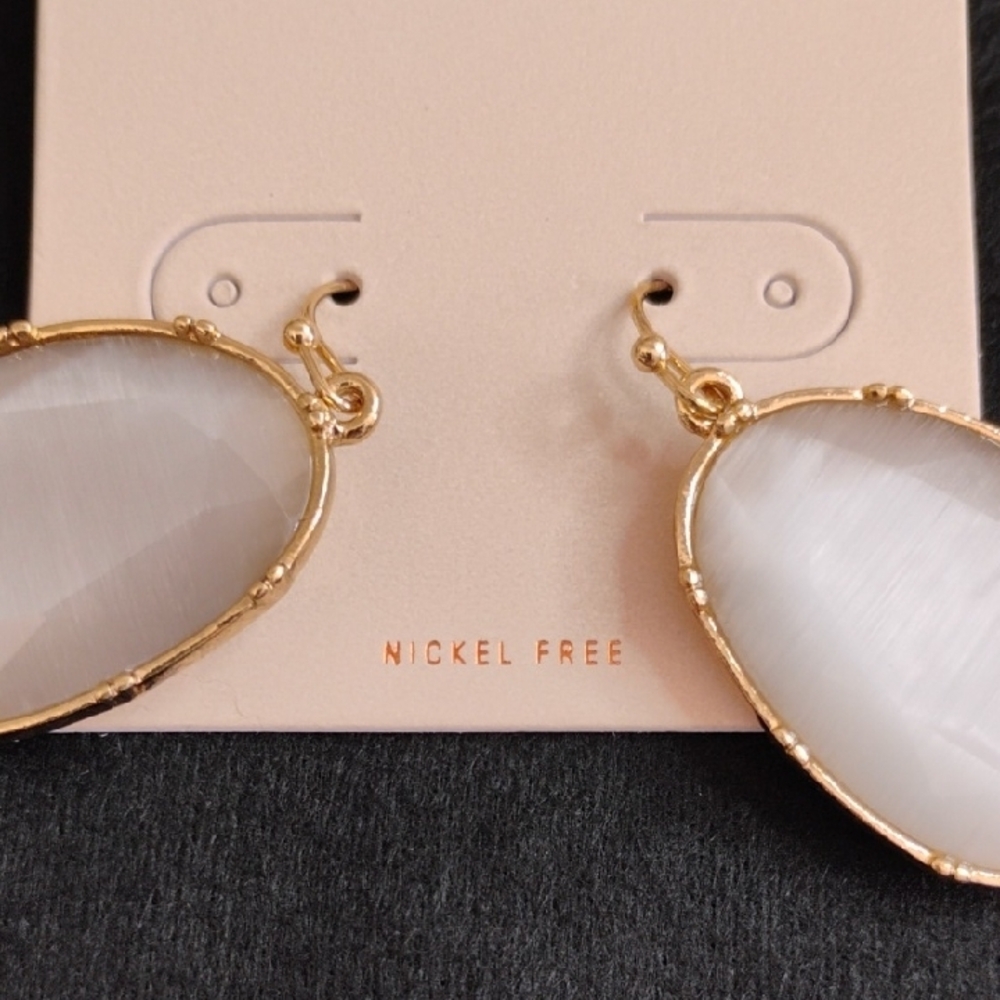 14th & Union Gold and Cream Oval Earrings with Elegant Design - Picture 2 of 3